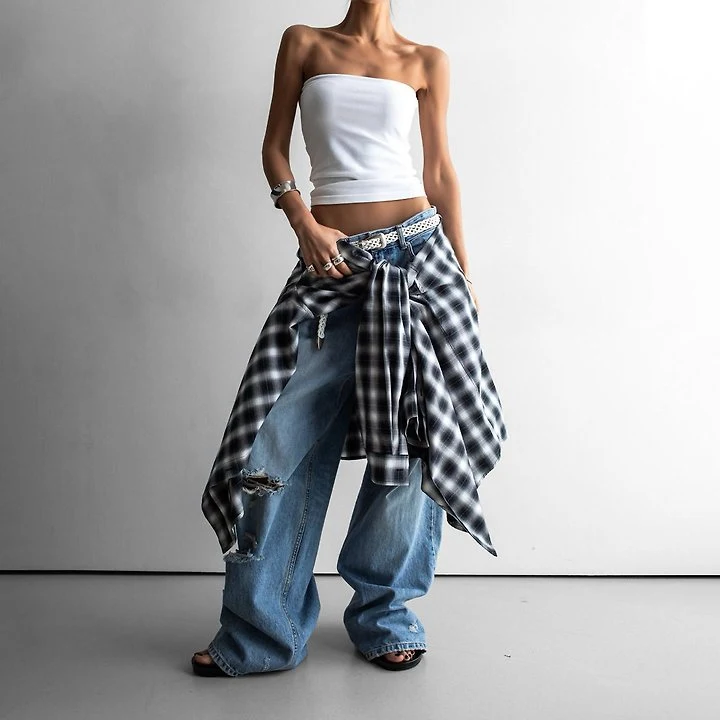 Paper Moon - Korean Women Fashion - #vintageinspired - Everyday Oversized Plaid Check Shirt - 7