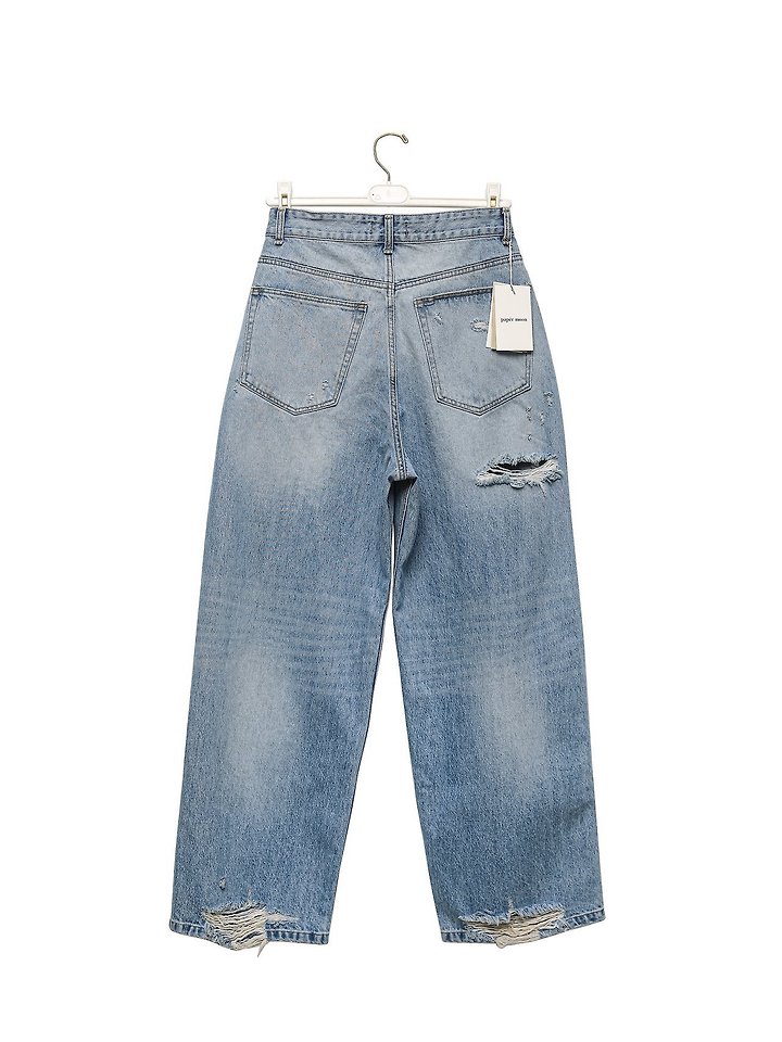 Paper Moon - Korean Women Fashion - #vintageinspired - Vintage Distressed Wide-Leg Denim - 6