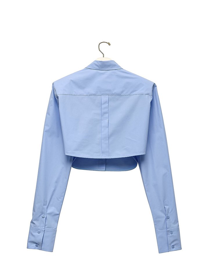 Paper Moon - Korean Women Fashion - #vintagekidsstyle - Classic Shoulder-Pad Cropped Button-Down Shirt - 6