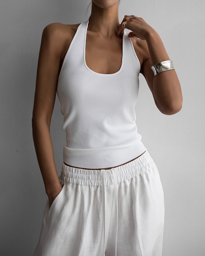 Paper Moon - Korean Women Fashion - #vintagekidsstyle - Classic Halter Neck Knit Top - 3
