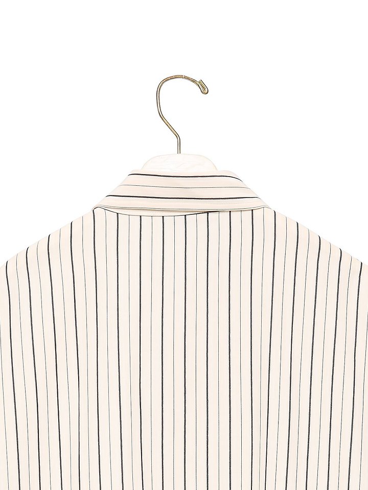 Paper Moon - Korean Women Fashion - #vintagekidsstyle - Oversized Striped Pocket Button-Down Shirt - 12