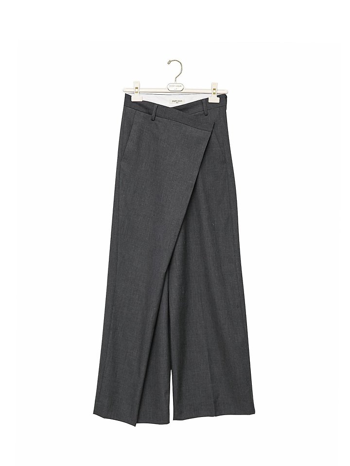Paper Moon - Korean Women Fashion - #vintagekidsstyle - Asymmetric Pintuck Maxi Wide Trousers - 7