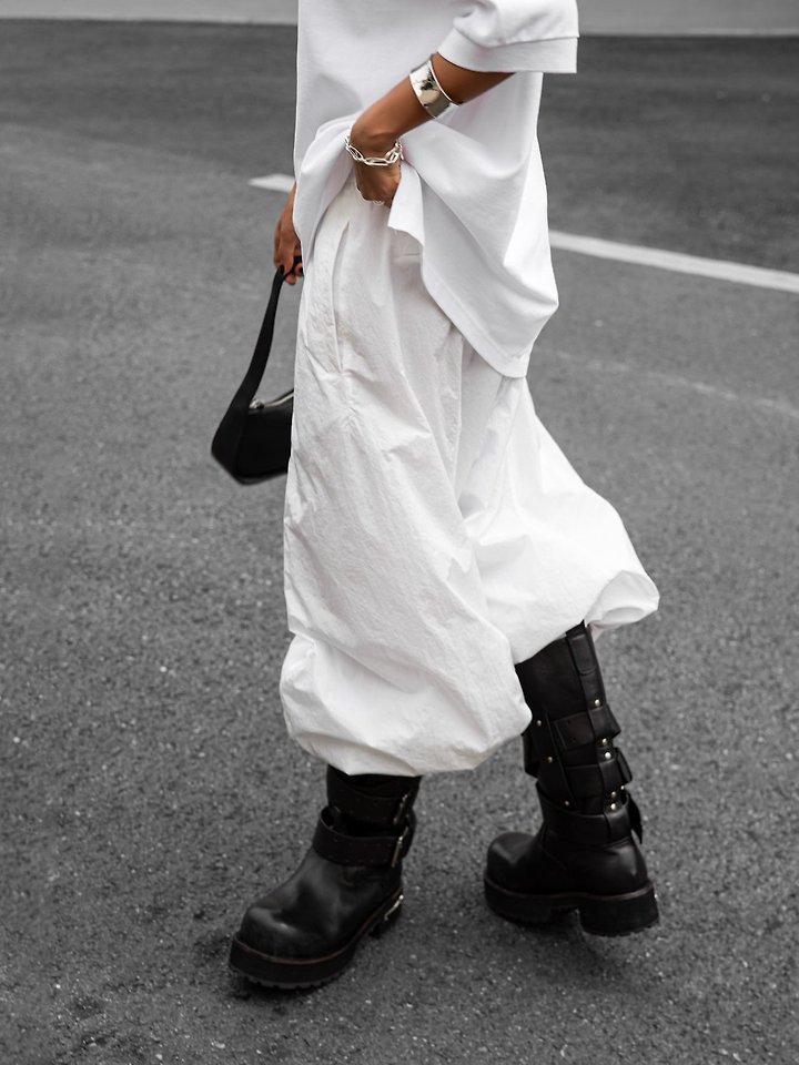Paper Moon - Korean Women Fashion - #vintagekidsstyle - Nylon Drawstring Wide Twist-Pattern Trousers