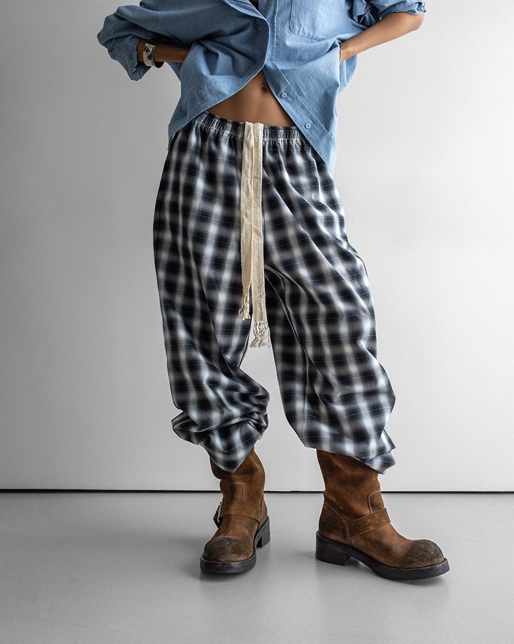 Paper Moon - Korean Women Fashion - #womensfashion - Everyday Oversized Plaid Check Wide Pants