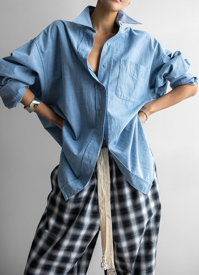 Paper Moon - Korean Women Fashion - #womensfashion - Soft Linen Oversized Button-Down Shirt - 6