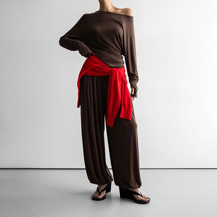 Paper Moon - Korean Women Fashion - #womensfashion - Draped Balloon Jogger Pants - 3