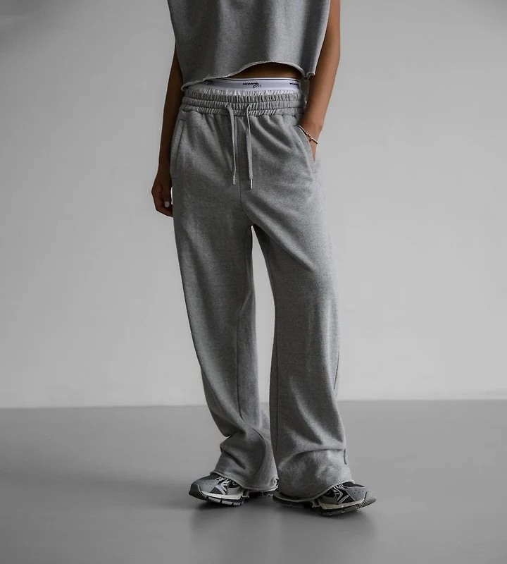 Paper Moon - Korean Women Fashion - #womensfashion - Cut-Detail Wide Sweat Trousers