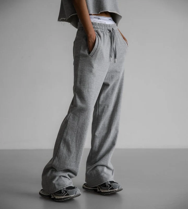 Paper Moon - Korean Women Fashion - #womensfashion - Cut-Detail Wide Sweat Trousers - 3