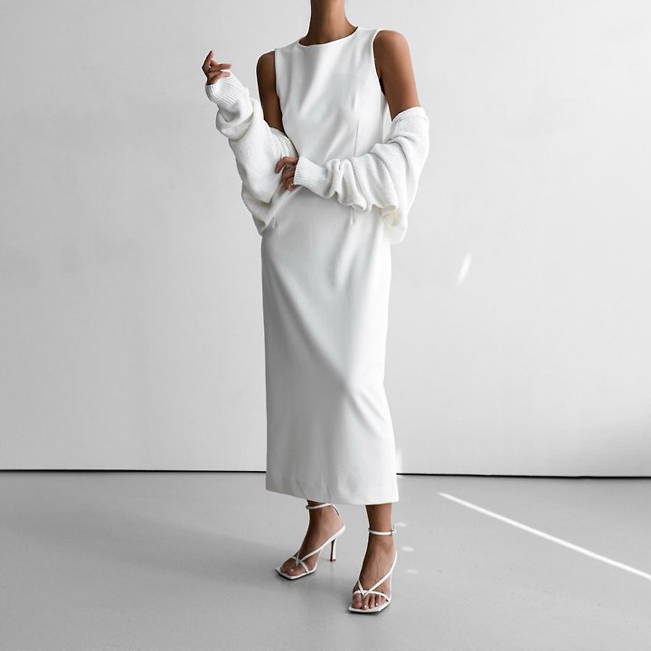 Paper Moon - Korean Women Fashion - #womensfashion - Crepe Pencil-Line Midi Sleeveless Kelly One-piece - 10
