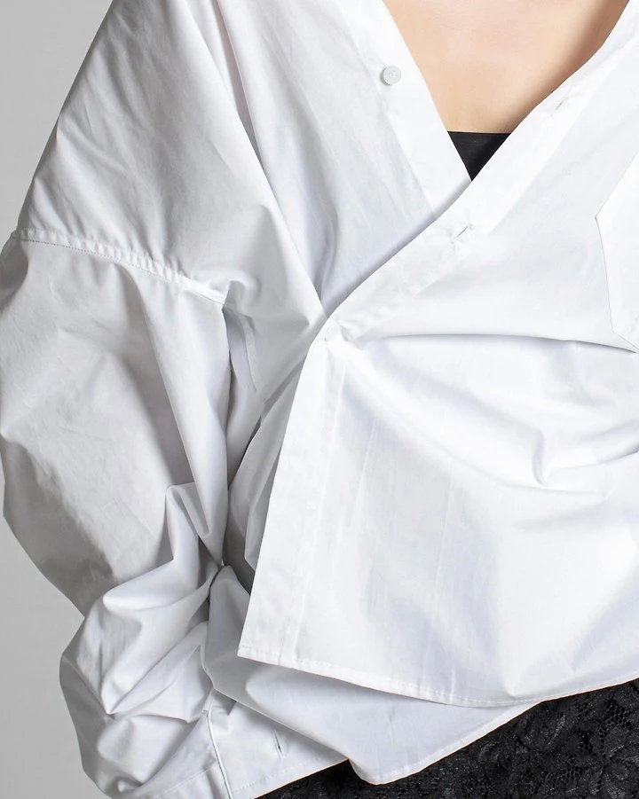 Paper Moon - Korean Women Fashion - #momslook - Oversized Wrap Draped Shirt - 4