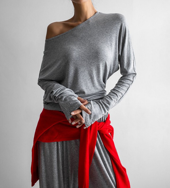 Paper Moon - Korean Women Fashion - #womensfashion - Draped Off-Shoulder Keyhole Top - 3