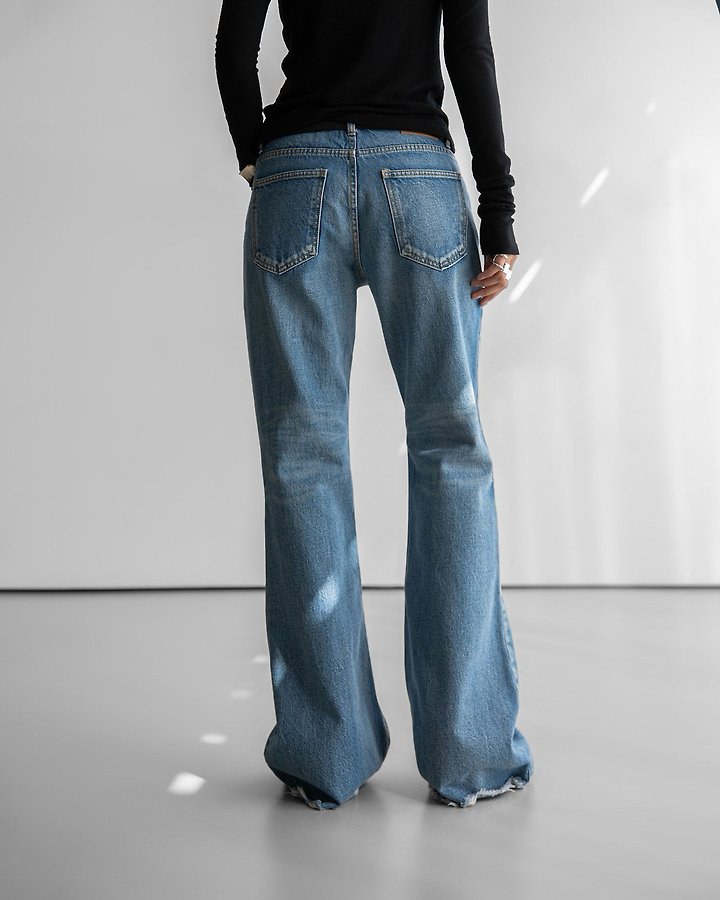 Paper Moon - Korean Women Fashion - #womensfashion - Classic Flare Blue Denim Jeans - 2