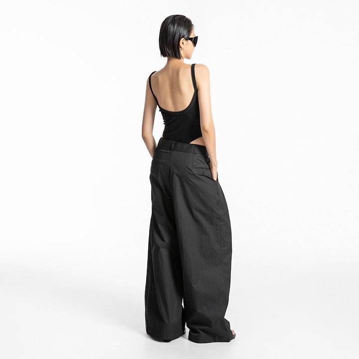 Paper Moon - Korean Women Fashion - #womensfashion - Double-Pleated Belted Wide Trousers - 5