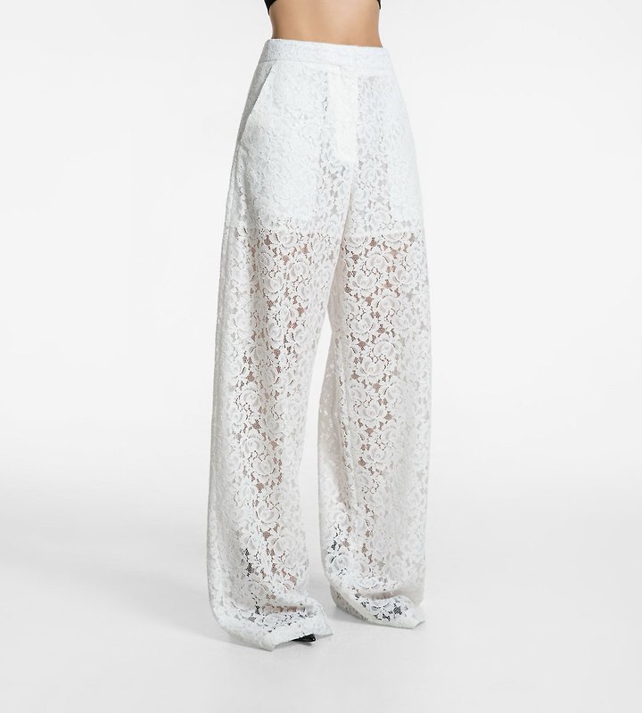 Paper Moon - Korean Women Fashion - #momslook - Classic Floral Lace Wide Pants - 4
