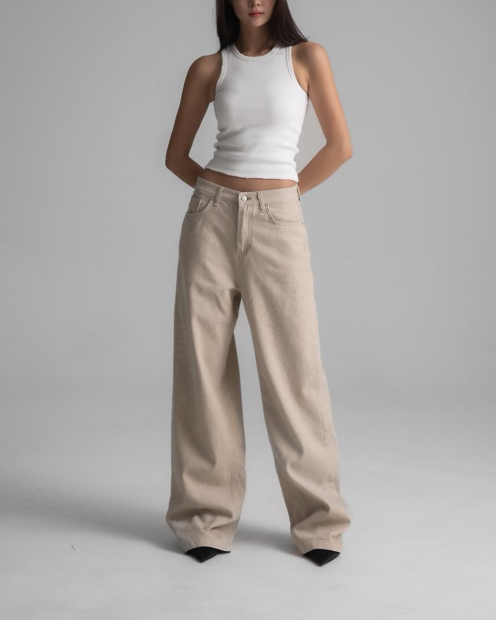 Paper Moon - Korean Women Fashion - #womensfashion - Natural Linen Denim Wide Pants - 2