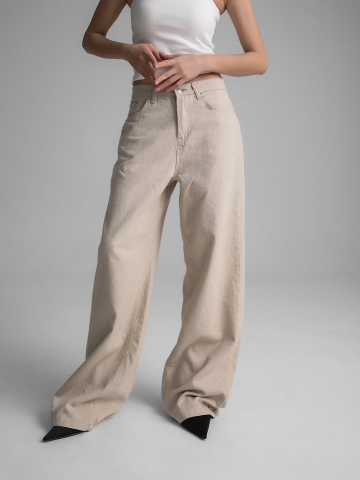 Paper Moon - Korean Women Fashion - #momslook - Natural Linen Denim Wide Pants - 4