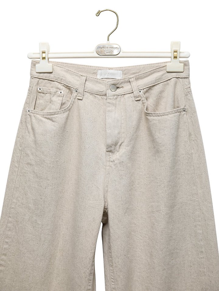 Paper Moon - Korean Women Fashion - #womensfashion - Natural Linen Denim Wide Pants - 8