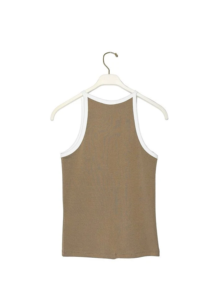 Paper Moon - Korean Women Fashion - #womensfashion - Color-Block Halter Neck Sleeveless Tank Top - 6
