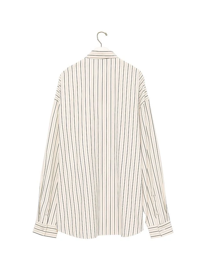 Paper Moon - Korean Women Fashion - #womensfashion - Oversized Striped Pocket Button-Down Shirt - 6