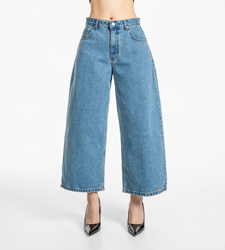 Paper Moon - Korean Women Fashion - #womensfashion - Wide-Leg Blue Ankle Denim Jeans