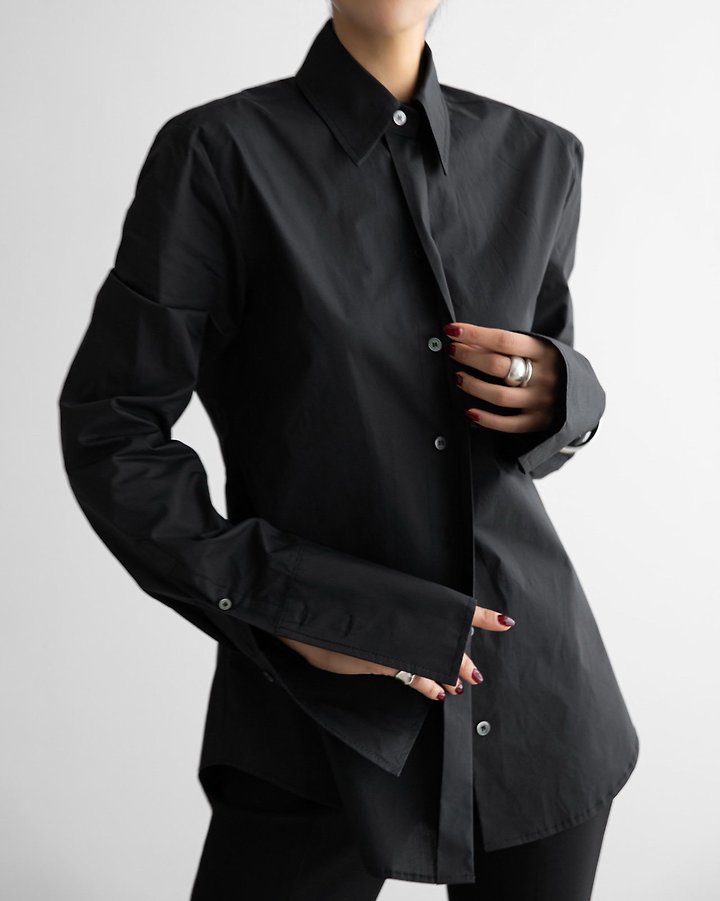Paper Moon - Korean Women Fashion - #womensfashion - Slim-Fit Long Cuff Shirt - 10