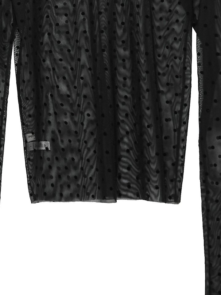 Paper Moon - Korean Women Fashion - #womensfashion - Dot Mesh Sheer Turtleneck Long Sleeve Tee - 12