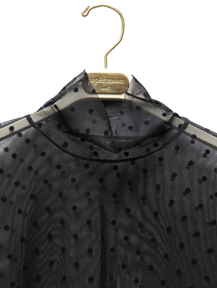 Paper Moon - Korean Women Fashion - #womensfashion - Dot Mesh Sheer Turtleneck Long Sleeve Tee - 8
