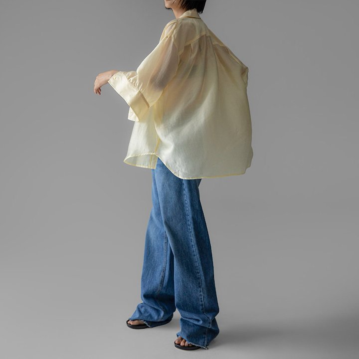 Paper Moon - Korean Women Fashion - #momslook - Soft Sheer Striped Half Shirt - 4