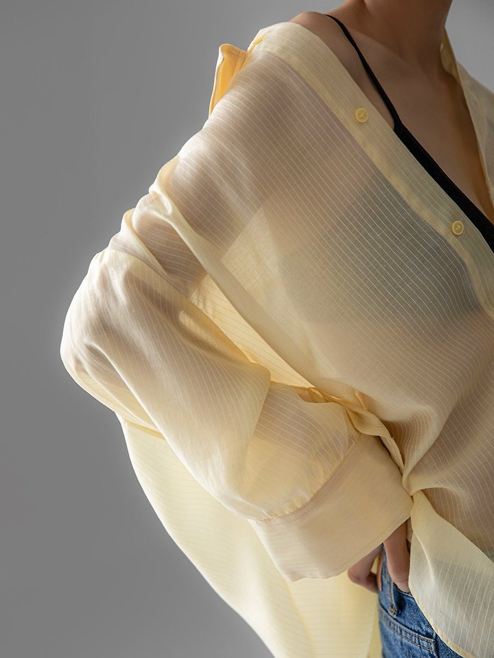Paper Moon - Korean Women Fashion - #womensfashion - Soft Sheer Striped Half Shirt - 6