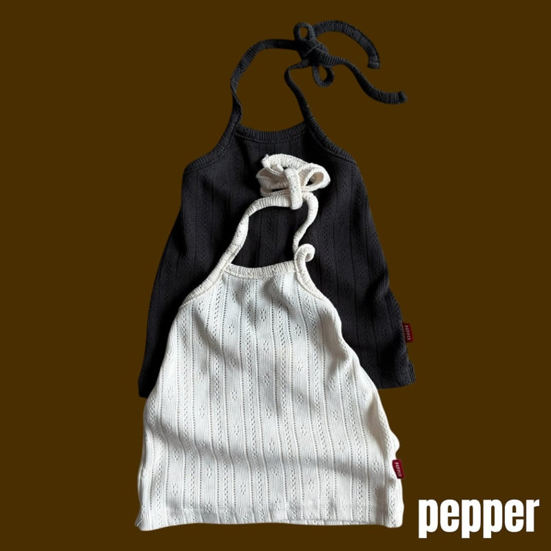 Pepper - Korean Children Fashion - #Kfashion4kids - Knit Eyelet Halter Top