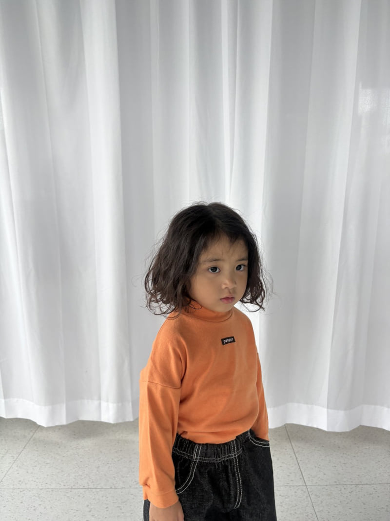 Pepper - Korean Children Fashion - #childofig - Tangerine Mock Neck Top - 4