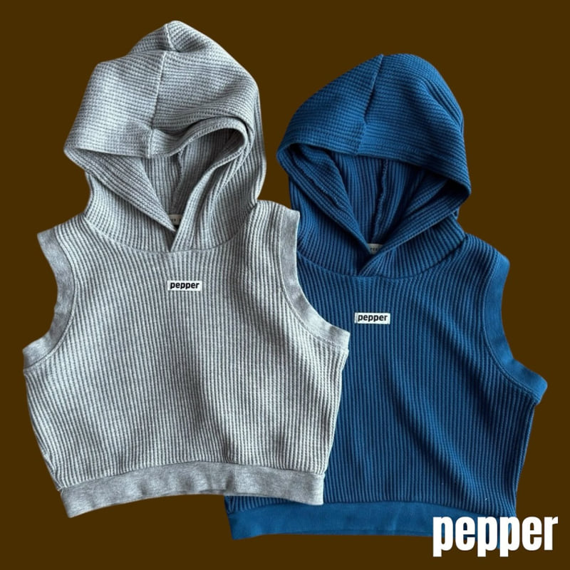 Pepper - Korean Children Fashion - #childrensboutique - Waffle Hooded Vest
