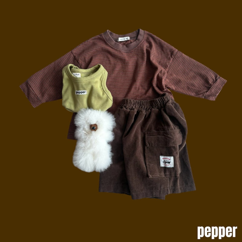 Pepper - Korean Children Fashion - #kidsshorts - Jelly Striped Tee (Adult) - 2