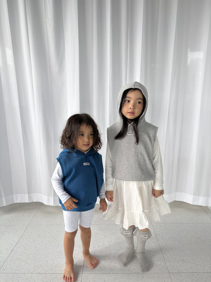Pepper - Korean Children Fashion - #kidsstore - Waffle Hooded Vest - 6