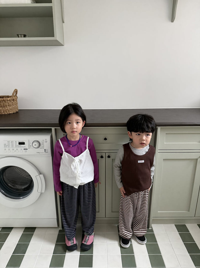 Pie - Korean Baby Fashion - #babylifestyle - Cocoa Striped Pants - 2