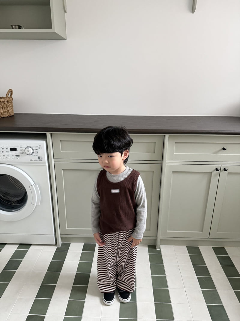 Pie - Korean Baby Fashion - #babyoutfit - Cocoa Striped Pants - 5