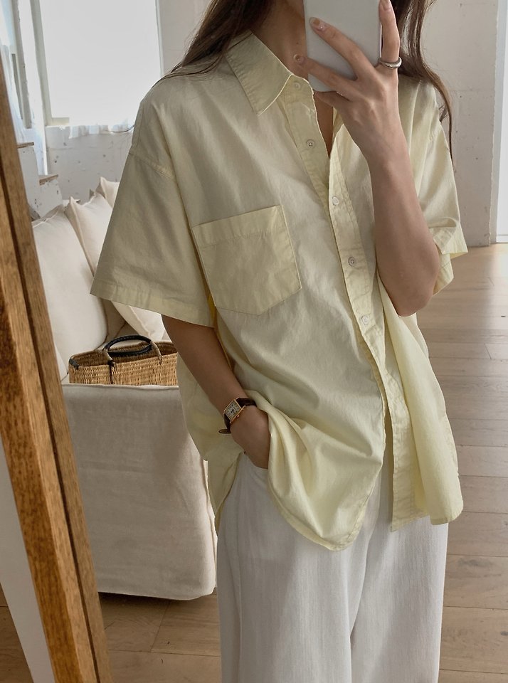 Pomelo - Korean Women Fashion - #momslook - Pocket Washed Shirt - 10