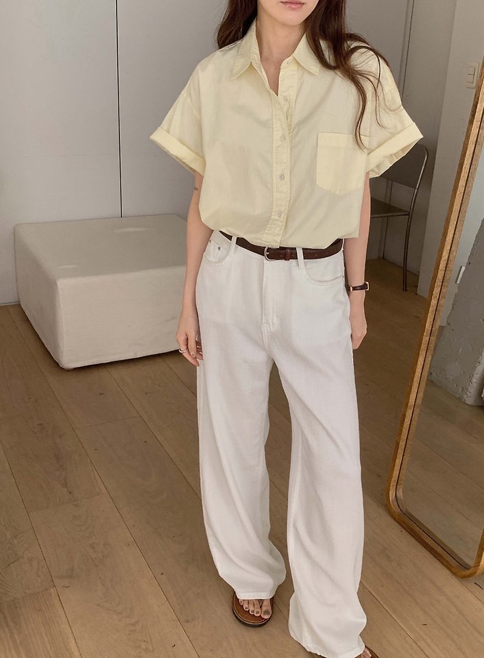 Pomelo - Korean Women Fashion - #momslook - Pocket Washed Shirt - 6