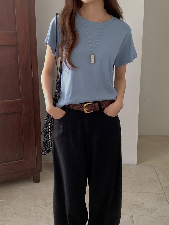 Pomelo - Korean Women Fashion - #momslook - Rollin Cotton Tee - 2