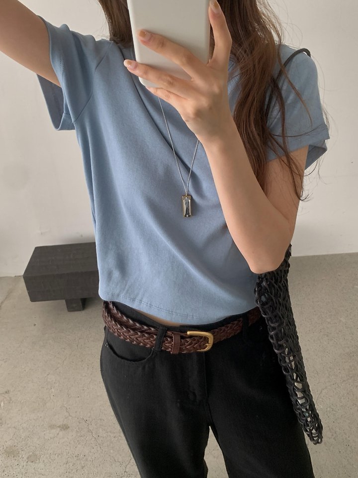 Pomelo - Korean Women Fashion - #momslook - Rollin Cotton Tee - 4