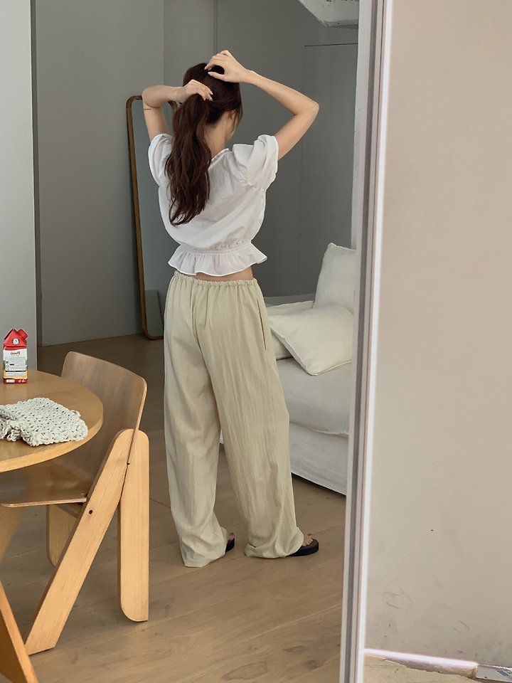 Pomelo - Korean Women Fashion - #momslook - Natural Banded Pants - 8