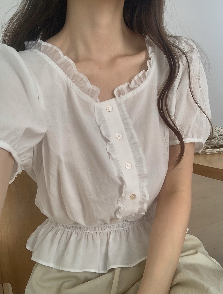 Pomelo - Korean Women Fashion - #pursuepretty - Smocked Frill Blouse - 10