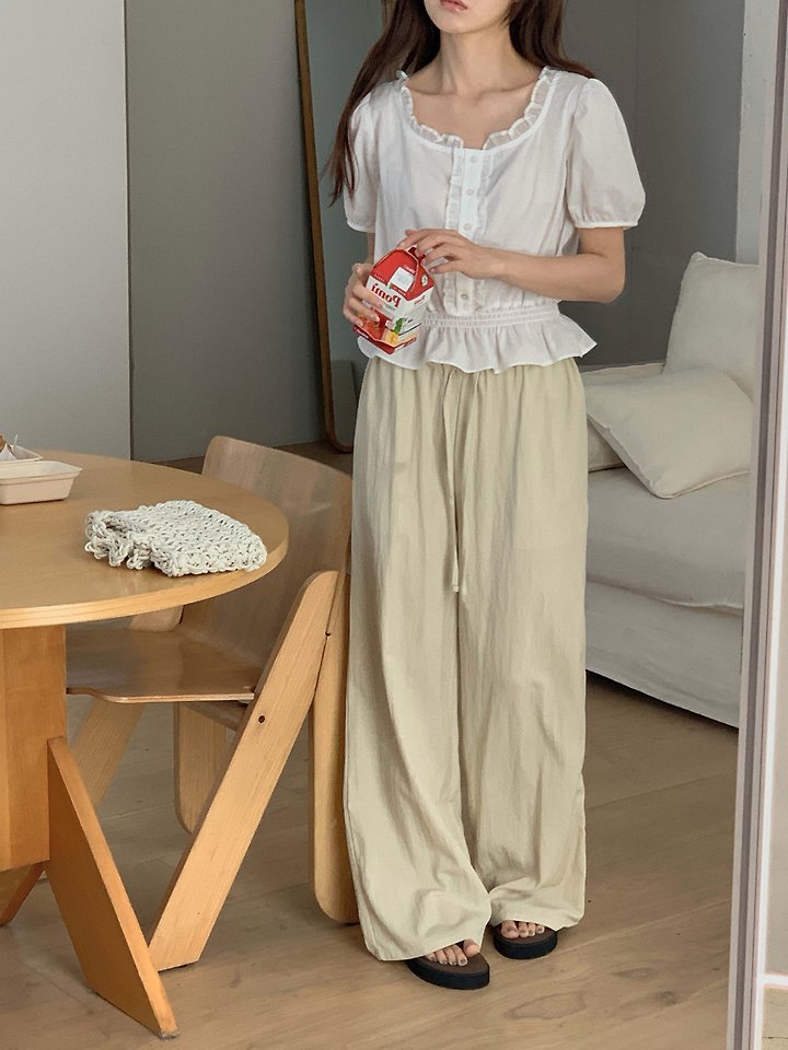 Pomelo - Korean Women Fashion - #restrostyle - Natural Banded Pants - 4