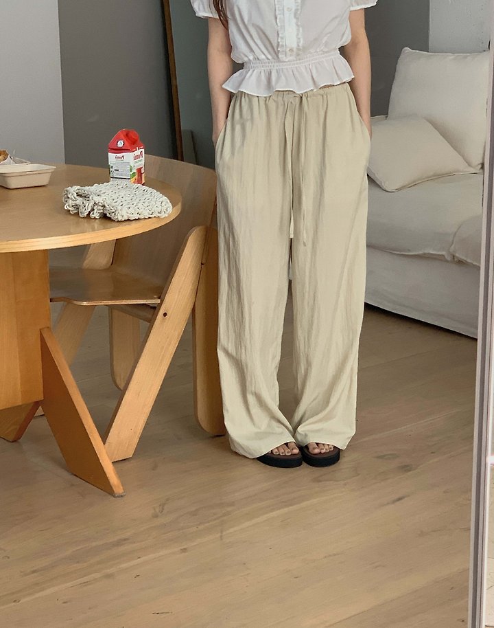 Pomelo - Korean Women Fashion - #thelittlethings - Natural Banded Pants - 7