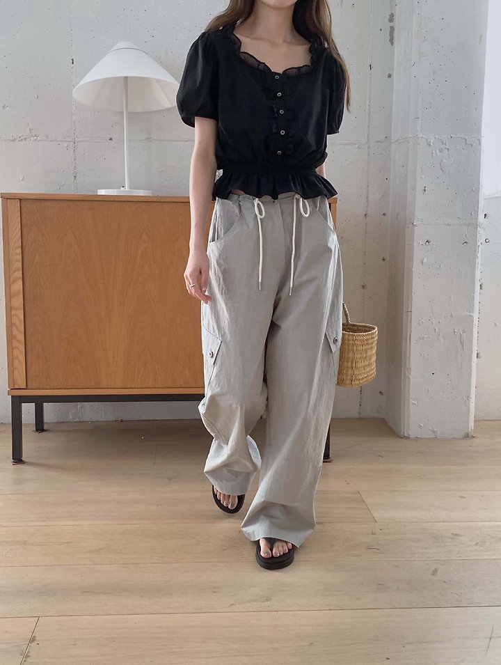 Pomelo - Korean Women Fashion - #vintageinspired - Smocked Frill Blouse - 8
