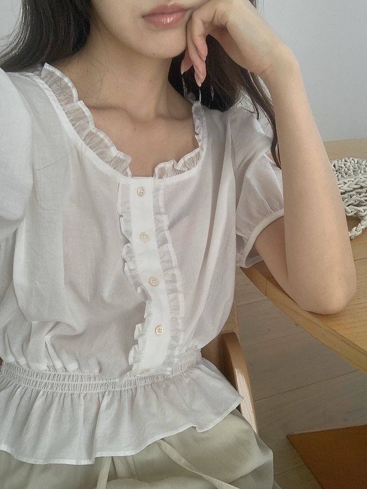 Pomelo - Korean Women Fashion - #vintagekidsstyle - Smocked Frill Blouse - 9