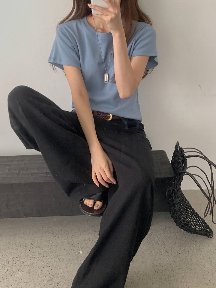 Pomelo - Korean Women Fashion - #vintagekidsstyle - Rollin Cotton Tee - 7