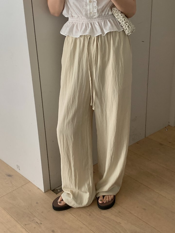 Pomelo - Korean Women Fashion - #vintagekidsstyle - Natural Banded Pants