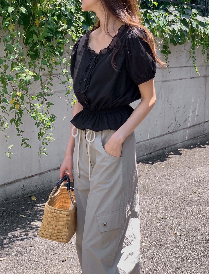 Pomelo - Korean Women Fashion - #womensfashion - Smocked Frill Blouse - 3