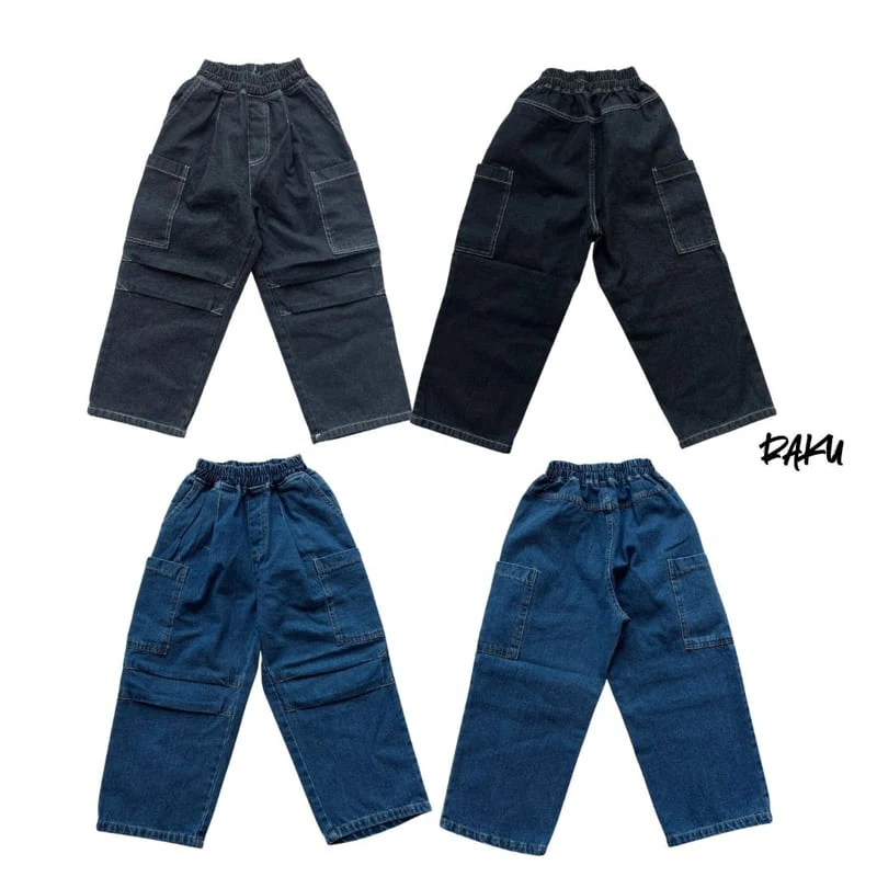 Raku - Korean Children Fashion - #fashionkids - Stitch Denim Pants - 2